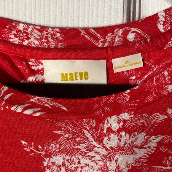 Maeve Sherbrooke Tie-Waist Top Red White Size XS - Picture 4 of 8